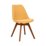 thumbnail of Chaise de table tissu chiné Jaune moutarde et pieds en Bois foncé