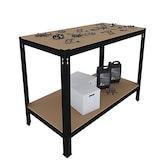 thumbnail of Banco Tavolo Da Lavoro Senza Bulloni In Acciaio Metallo e MDF Portata Fino 550 Kg 2 Ripiani Regolabili Garage Officina Cantina 90 x 100 x 60 cm Nero