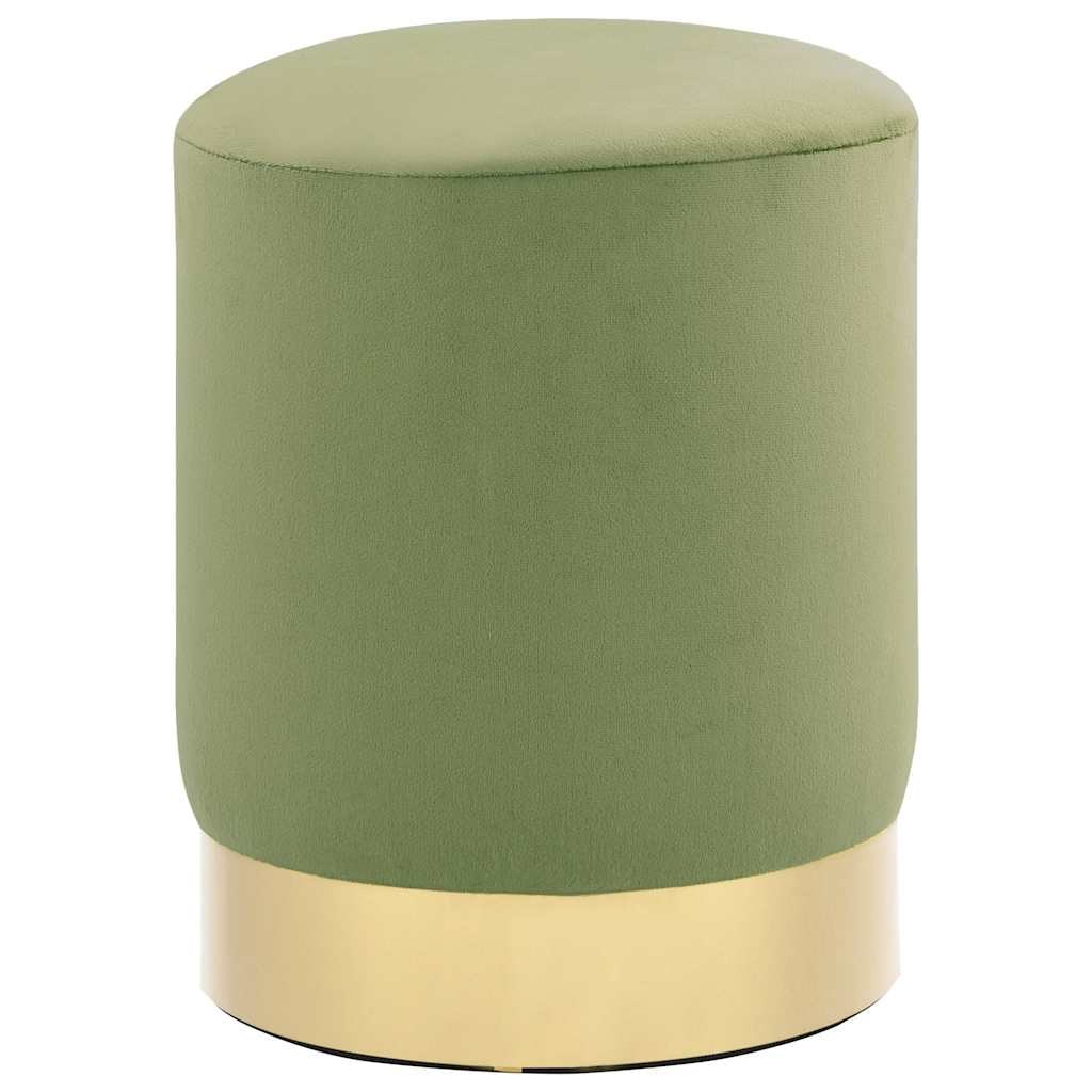 Tabouret Vert Moutarde Et Doré Velours