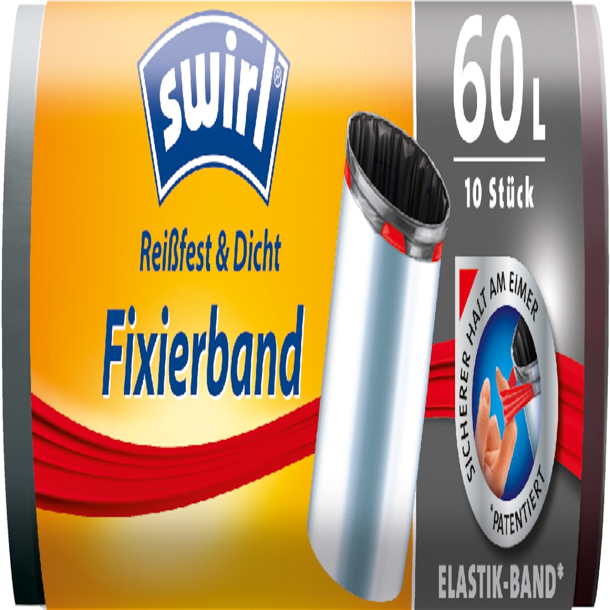 Swirl Müllbeutel, Kunststoff, 68 x 73 cm, 60 L, grau, 10 Stück