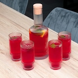 thumbnail of Intirilife Glaskaraffen Set Karaffe mit Korken und 4 Gläsern mit goldenen Rand - Karaffe 1.7 Liter  - Gläser 260 ml - Kristall Krug Karaffe Trink Glas