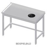 thumbnail of Stalgast Edelstahl Arbeitstisch ohne Grundboden, 1800x600x850 mm, mit Abfallloch rechts, ohne Aufkantung, verschweißt
