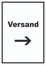 thumbnail of Versand Schild mit Text und Richtungspfeil rechts Lieferung shipping hochkant A1 (594x841mm)