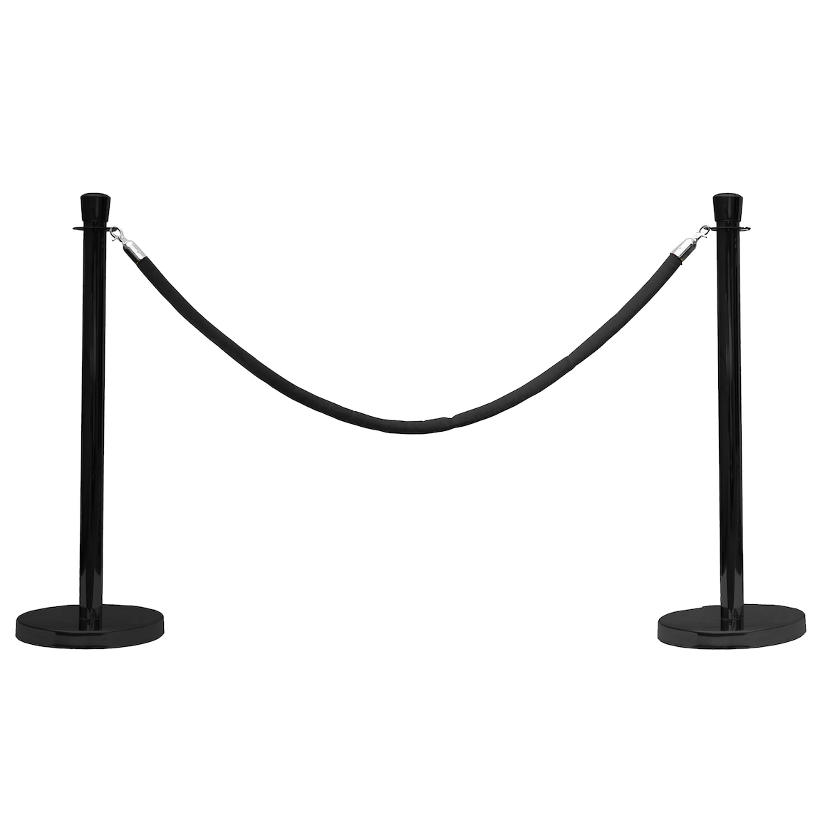 Juego de 2 postes negro con cordón de terciopelo negro de 1,6 m