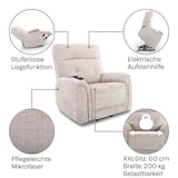 thumbnail of Fernsehsessel Aufstehhilfe, XXL-Relaxsessel, Liegefunktion, 200 kg Belastbarkeit, XXL-Sessel , Schlaffunktion, Mikrofaser, Beige, Raburg Samson