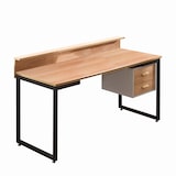 thumbnail of Möbilia Schreibtisch mit Schubladen | Platte MDF in Akazie-Optik | Metallgestell | B140 x T60 x H71 cm | natur-schwarz