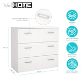 thumbnail of WellHome - Cómoda de Dormitorio con 3 Cajones en color Blanco 75 x 36 x 70 cm - Duero White