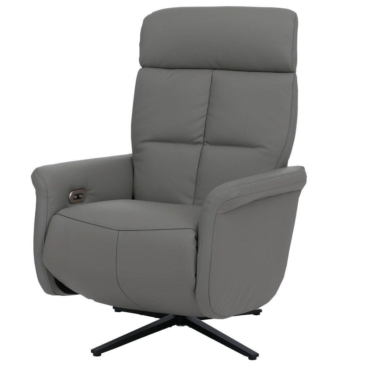 Relaxsessel HWC-L10, TV-Sessel Liegesessel, Liegefunktion drehbar, elektrisch verstellbar Voll-Leder ~ grau