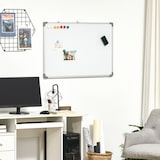 thumbnail of HOMCOM Lavagna Magnetica Bianca Rettangolare con 4 Pennarelli, 1 Gomma e 10 Magneti Inclusi, in Alluminio e Pannello Zincato, 90x60x1.8 cm