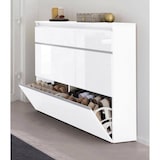 thumbnail of Dmora Schuhschrank Piero, Mehrzweckschrank mit 2 Türen und 1 Klapptür, Eingangsschuhregal, 100 % Made in Italy, cm 120x27h108, glänzend weiß