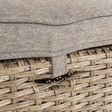 thumbnail of Pacote 4 unidades - Puff para terraço de rattan sintético cor natural e almofada removível incluída - Tamanho: 40x40x49 cm