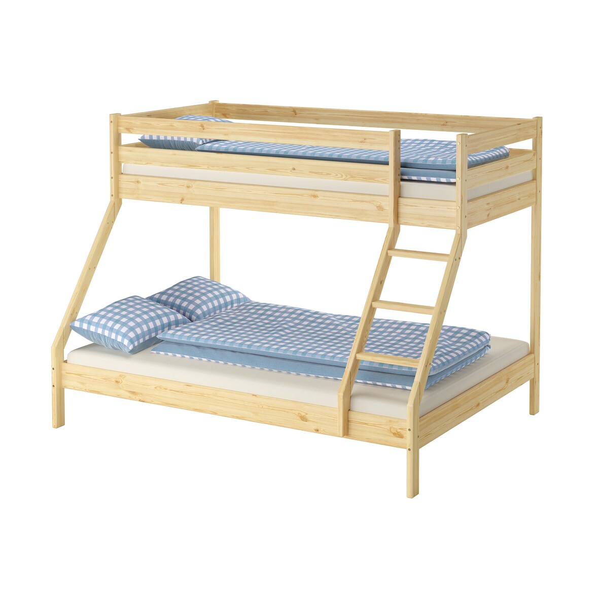 Doppel-Etagenbett 140x200 und 90x200 Erwachsenen-Stockbett Kiefer Zubehör wählbar V-60.19-09-14 ohne Zubehör