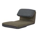 thumbnail of Sillón HWC-E68, sofá cama, sillón funcional, sillón plegable, reclinable, tela/textil ~ caqui/gris oscuro