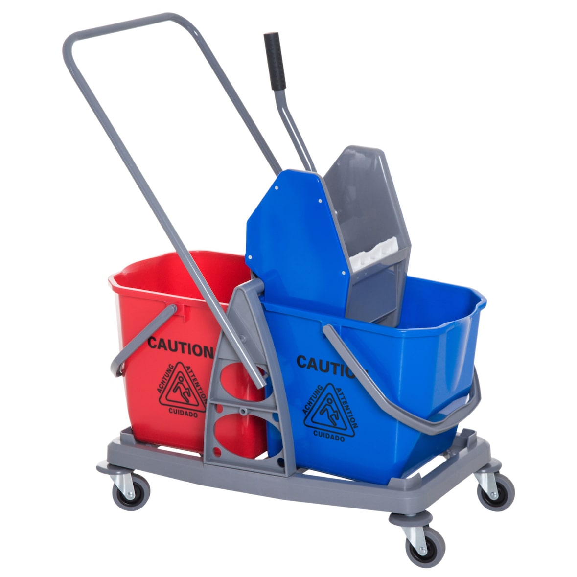 HOMCOM Carrello Pulizie con Ruote 2 Secchi da 25L e Strizzatore