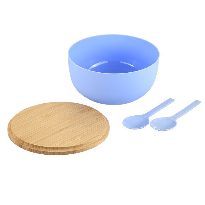 Salatschale, blau, Bambus, FSC 13x24x24cm