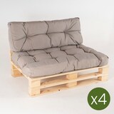 thumbnail of Pack 4 sofás para palets + 4 cojín de asiento 80x120x16 cm + 4 cojín respaldo 42x120x16 cm, Lux Color Cappuccino, Repelente al agua