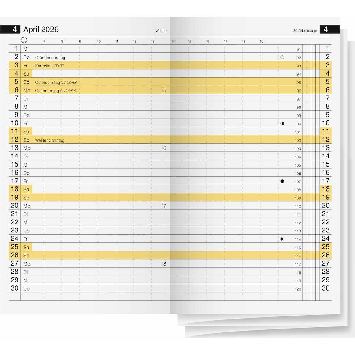 rido® idé® 70-45 600 006 Ersatzkalendarium Taschenkalender Miniplaner D 15 - 1 Monat / 2 Seiten, 8,7 x 15,3 cm, Liporello