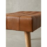 thumbnail of Sitzhocker 67x47x39 cm Mango Massivholz / Echtleder Chesterfield-Design, Lederhocker Braun, Beistellhocker Hocker ohne Lehne, Country