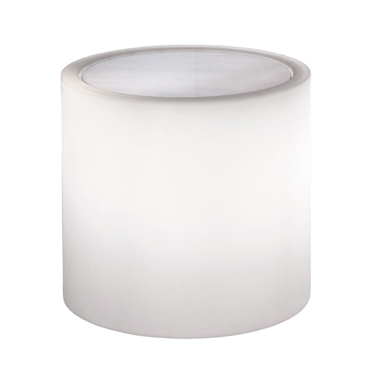 Lyxo Design - Tavolino Rotondo Luminoso con Cavo - Serie Blok da Esterno e Interno in Polietilene colore Bianco 55x55 cm (d x h) TA320-0550X1