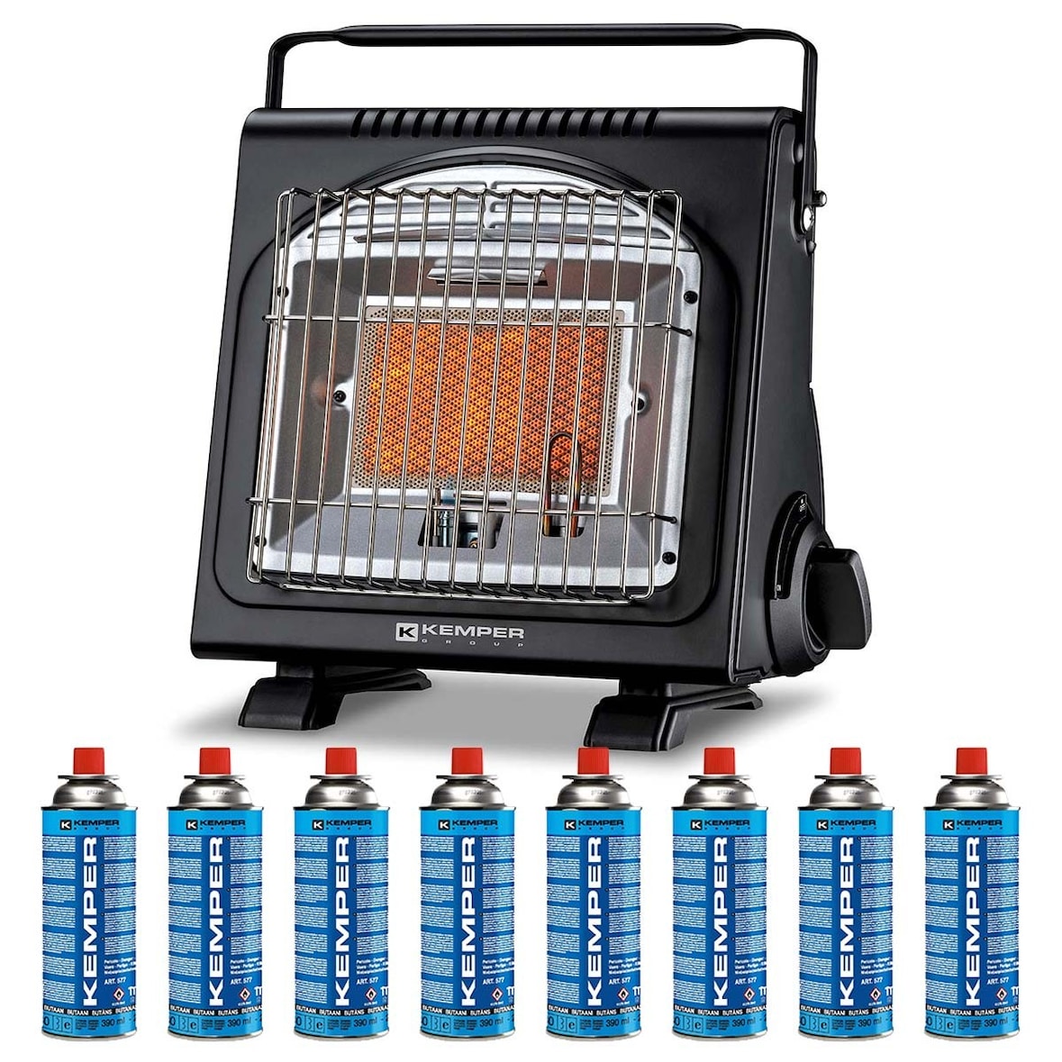 KEMPER 1700W mobiele gaskachel met 8 butaangaspatronen