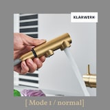 thumbnail of KLARWERK® Felix | ausziehbare 3-Wege Armatur Edelstahl Gold matt | Filter Trinkwasser Wasserhahn Küche | Osmose Mischbatterie L-Auslauf 3 Anschlüsse