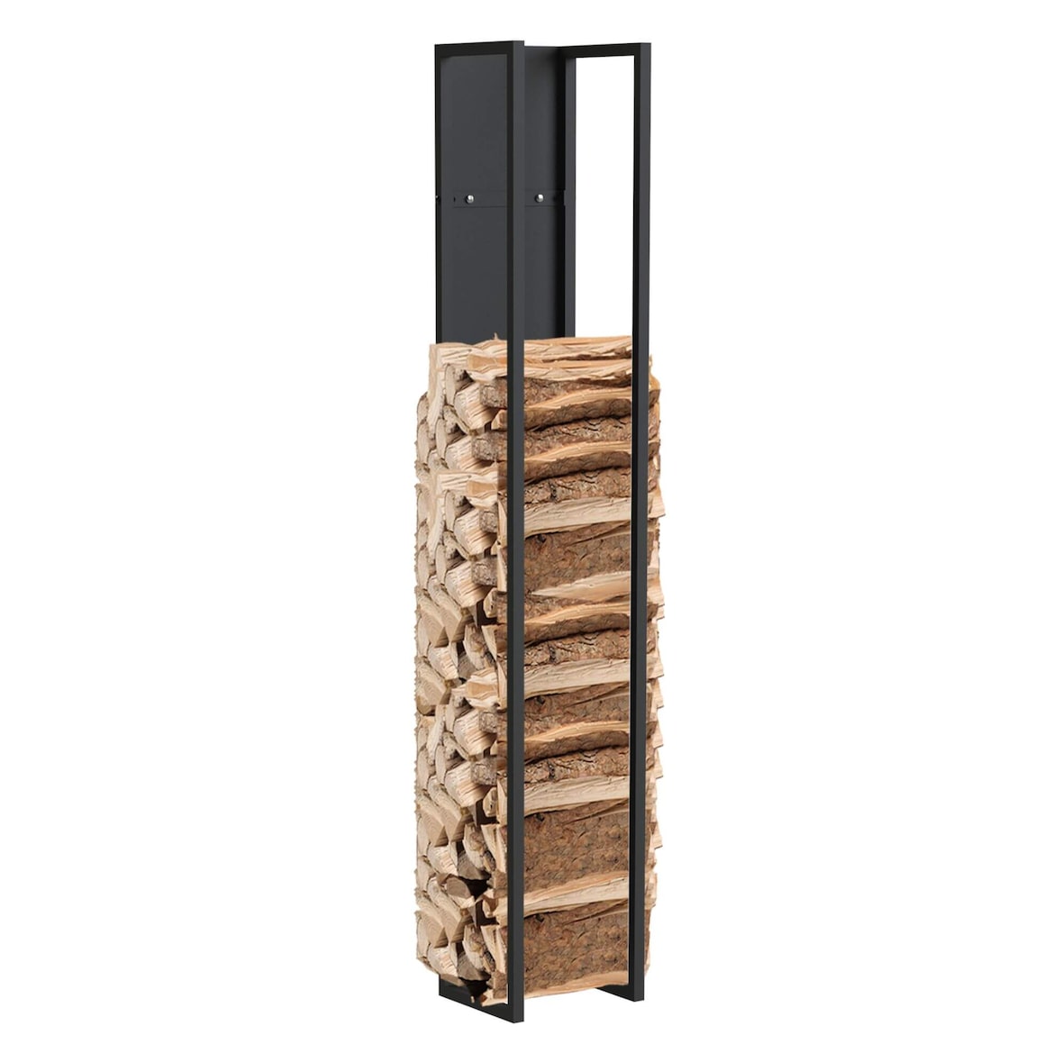 DanDiBo Kaminholzregal Innen Metall Schwarz Kaminholzständer 160 cm mit Rückwand an der Wand Hängend 96540 Holzkorb Kaminholzhalter Holzregal
