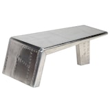 thumbnail of Mesa de centro estilo aviador vintage de aluminio
