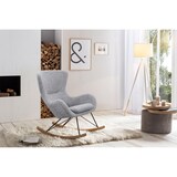 thumbnail of SalesFever Schaukelstuhl | Bezug Teddyfell | Kufen Esche mit Eichenfurnier | Gestell Metall | B 75 x T 102 x H 106 cm |hellgrau – schwarz – natur