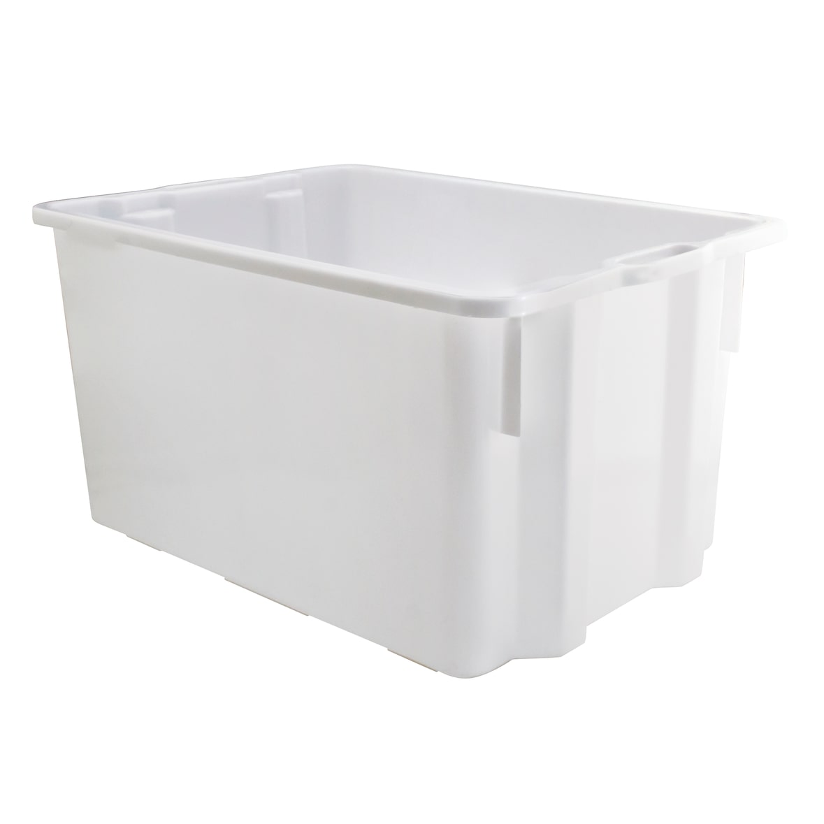 Cassa chiusa in PEHD (Polietilene ad alta densità) sovrapponibile ed impilabile idonea al contatto con alimenti - Capacità 65 litri - Bianco neutro