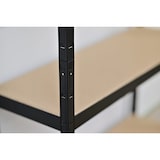 thumbnail of SCHULTE Regalwelt rekken voor zwaar gebruik met 4 houten planken, 180x120x40 cm (HxBxD), draagvermogen per niveau ca. 150 kg, zwarte structuur