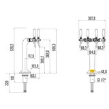 thumbnail of BieTal® Classic Cobra Bier Schanksäule Wasser Zapfsäule 4-leitig 7mm vergoldet