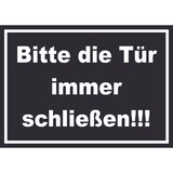 thumbnail of Schild Bitte die Tür immer schließen weiss-schwarz A1 Rückseite selbstklebend