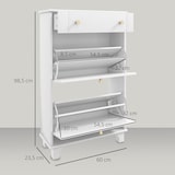 thumbnail of HOMCOM mueble zapatero blanco zapatero estrecho con 2 puertas abatibles y 1 cajón para 8 pares de zapatos para entrada pasillo 60x23,5x98,5 cm