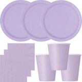 thumbnail of Party Deko Set Lavendel Einweggeschirr für 14 Personen Teller, Becher, Servietten Hochzeit Geburtstag Flieder