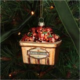 thumbnail of Christbaumschmuck Glas 8,3cm Erdbeeren Box Figur Handbemalt mit Glitzer Weihnachtsbaum Anhänger Christbaumanhänger Weihnachtsbaumschmuck Hellbraun Rot