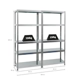 thumbnail of PROREGAL 2x Schwerlastregal Steel Eagle | HxBxT 180x80x40 cm | Fachlast 130kg | Verzinkt | Stecksystem Lagerregal Regalsystem 2 Stk.