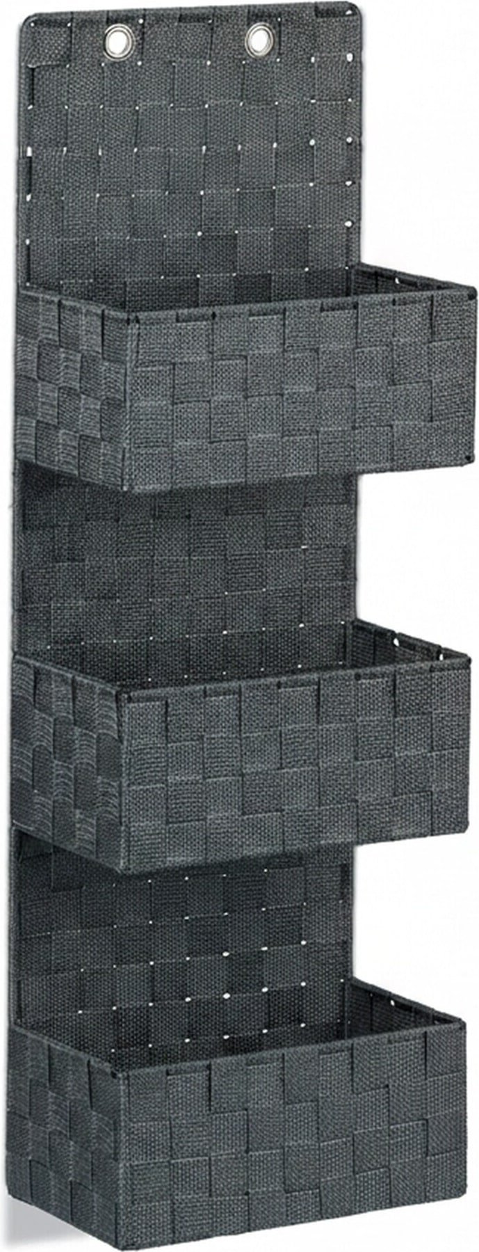 Relaxdays Hängeorganizer Stoff, Türorganizer mit 3 Aufbewahrungskörben, Wandorganizer Bad, PP, HBT: 75x25x15cm, grau
