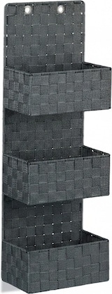 thumbnail of Relaxdays Hängeorganizer Stoff, Türorganizer mit 3 Aufbewahrungskörben, Wandorganizer Bad, PP, HBT: 75x25x15cm, grau