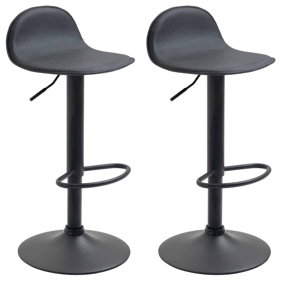 Set 2 Sgabelli Alti Lana in Similpelle nero/nero