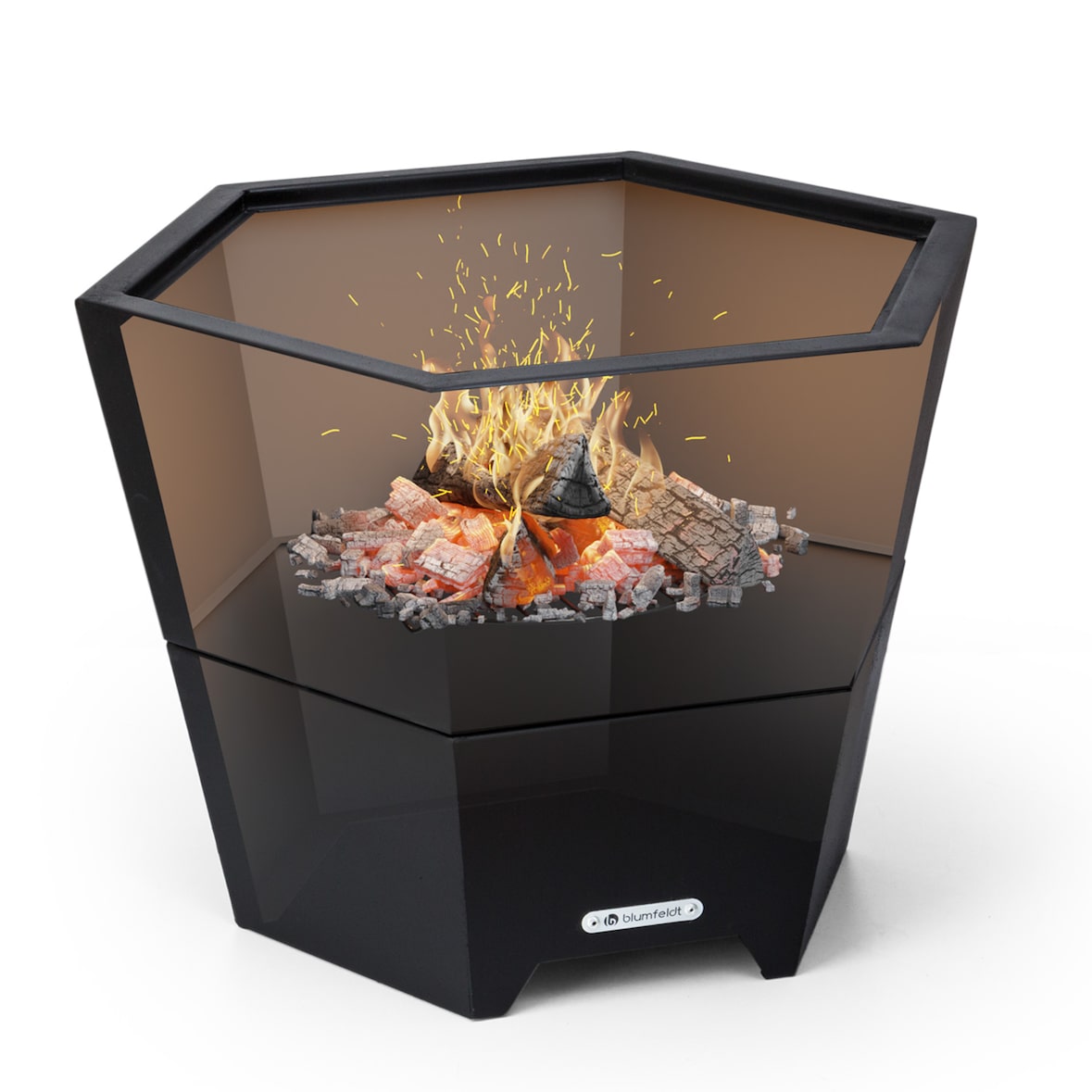 Hekla 2-in-1-Feuerschale mit Grillfunktion 60 cm Durchmesser wasser- und frostsichere Konstruktion Schwarz