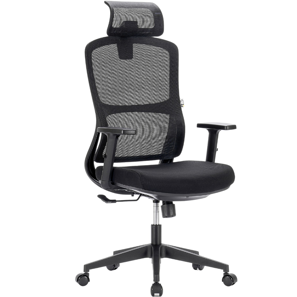 ZIK Silla de oficina giratoria ergonómica Reposacabezas y reposabrazos ajustables en altura, soporte lumbar - Negro