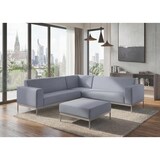 thumbnail of Ecksofa HWC-C47, Sofa Loungesofa Couch, Stoff/Textil Indoor wasserabweisend 245cm ~ blau ohne Ablage