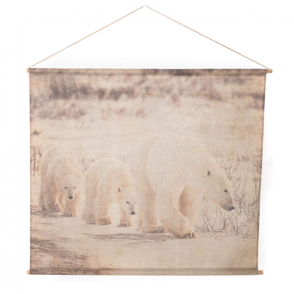 Kakemono Familie Bär 120x140 - Grau Rechteck Stoff Amadeus 140x2.5 cm
