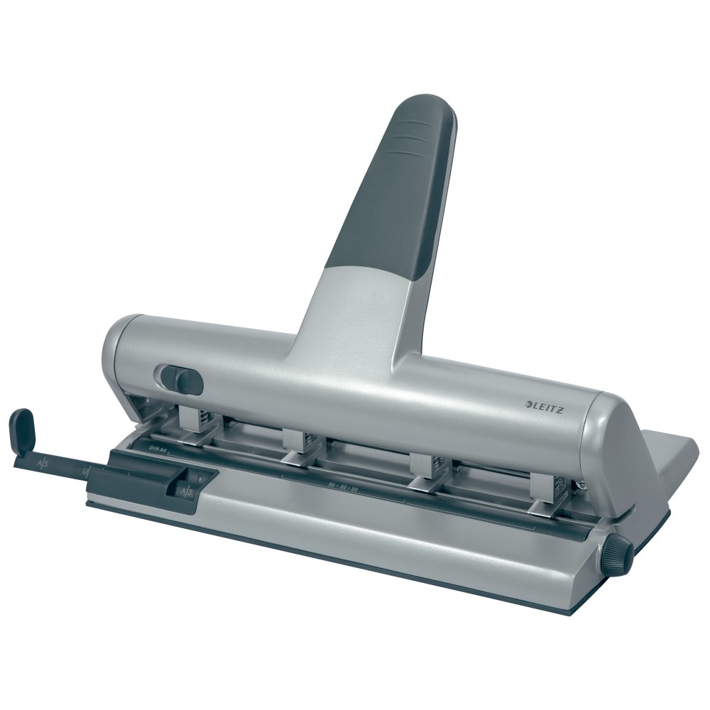 LEITZ Perforatore in Metallo Akto, Regolabile, a Punzoni Indipendenti, Capacità fino a 30 fogli, Argento, Fino a 6 Fori, 51140084