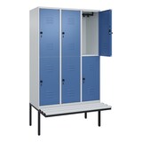 thumbnail of C+P Spind Classic PLUS, Kunststoff schwebende Sitzbank, 6 Abteile, HxBxT 212x120x82cm, Sicherheitsdrehriegel, Hellgrau/Fernblau von PROREGAL