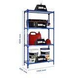 thumbnail of SimonRack Scaffali Metallo Garage 1500x1100x400 mm, 4 Niveaux, Ripiani in Legno, 200 kg per Ripiano, Blu/Legno – Maderclick