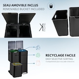 thumbnail of Kitchen Move Cestino a pedale raccolta differenziata HAJA nero 60L Acciaio inossidabile Nero