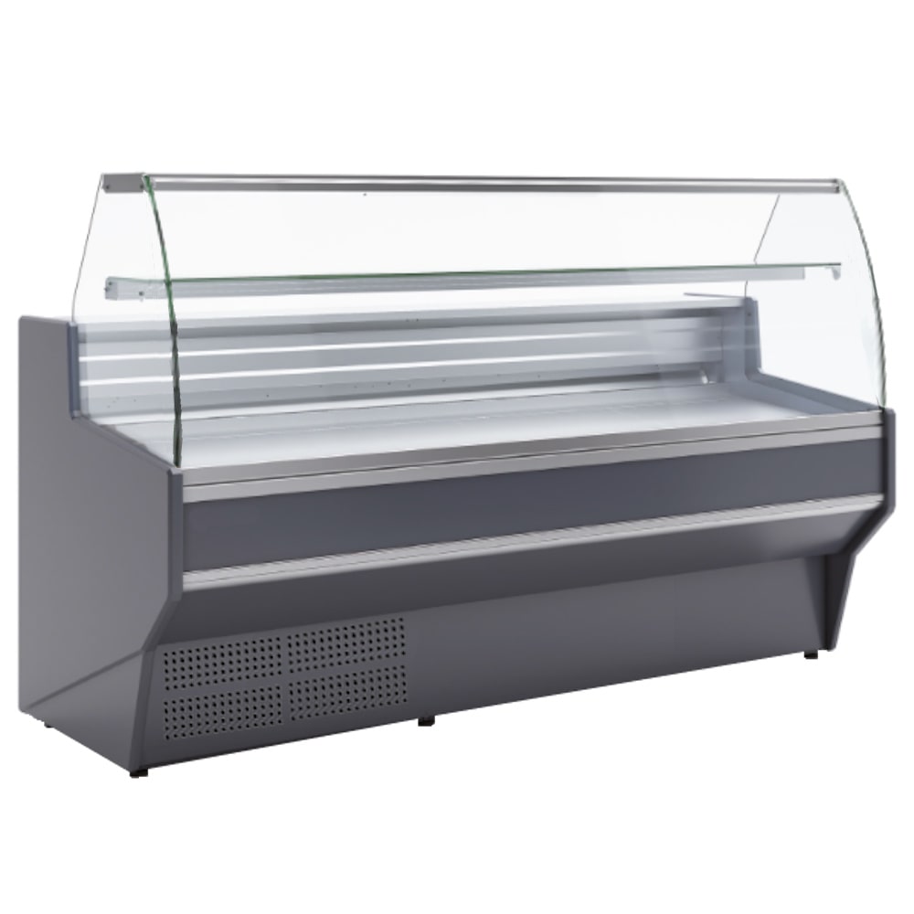 Vitrine-theke mit gebogenem glas für feinkost in schwarz - 1505x940x1235 mm - 1090 W 230/1V - 24X13159 Eurast