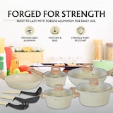 thumbnail of Batterie de cuisine 14 pièces avec revêtement en granit et manche en bois Beige  HGWDBEJ14-BEI usage non-intensif Herzberg