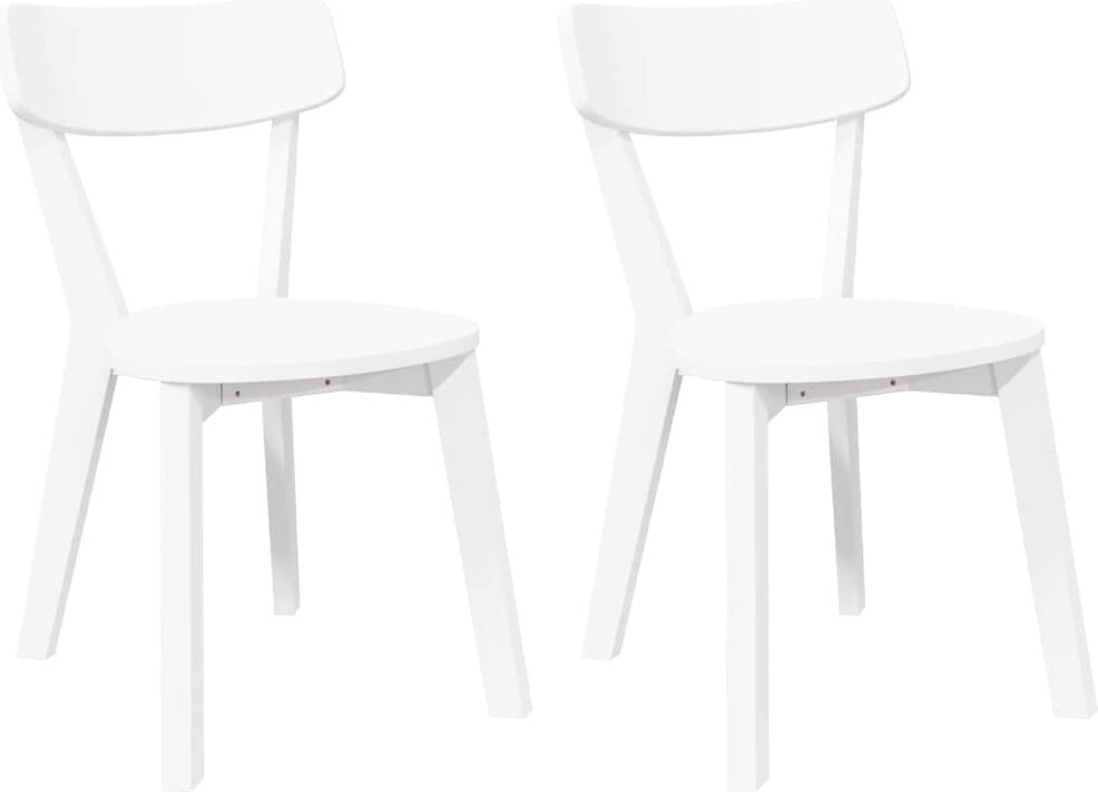 vidaXL Esszimmerstühle 2 Stk. Weiß Massivholz Gummibaum